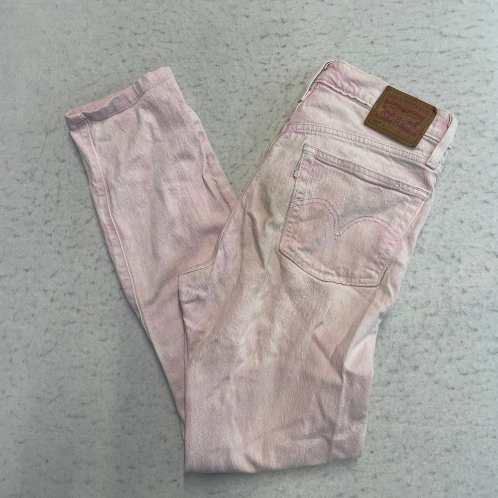 Levi's 501 S Jeans Womens 25 Pink Acid Wash Skinny Button Fly High Rise